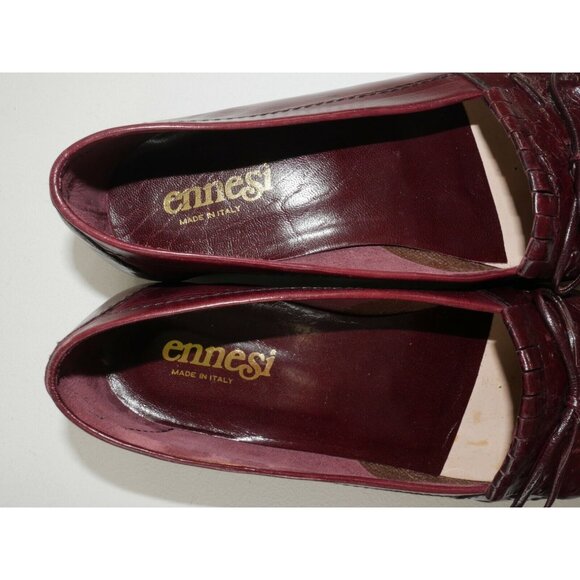 Ennesi Cordovan Brown Leather Kiltie Tassel Loafers Slip On Shoes Mens Size 8.5 main image 5